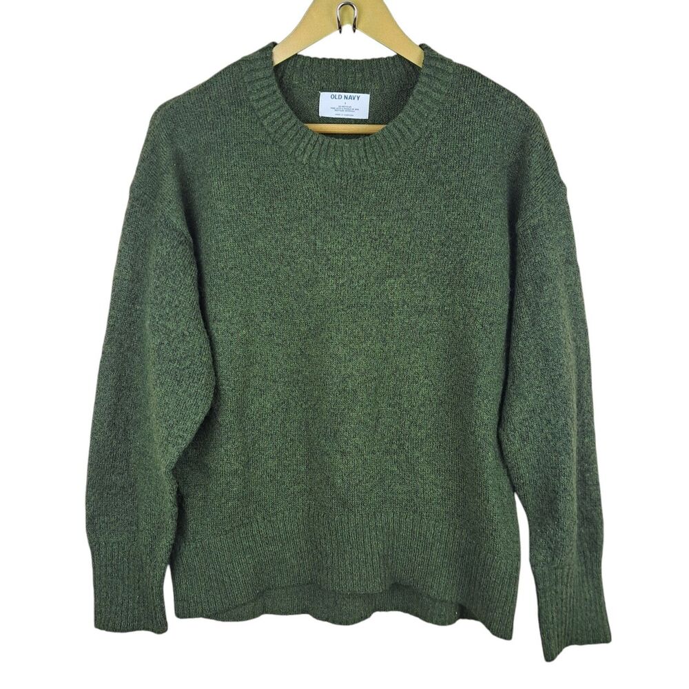 Old Navy Women Green Sweater Crew Neck Size S Long Sleeve Polyester Blend